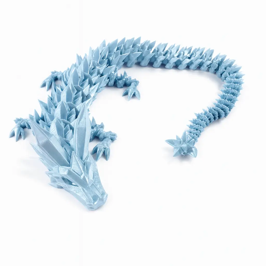 Large Light Blue 3D Printed Dragon