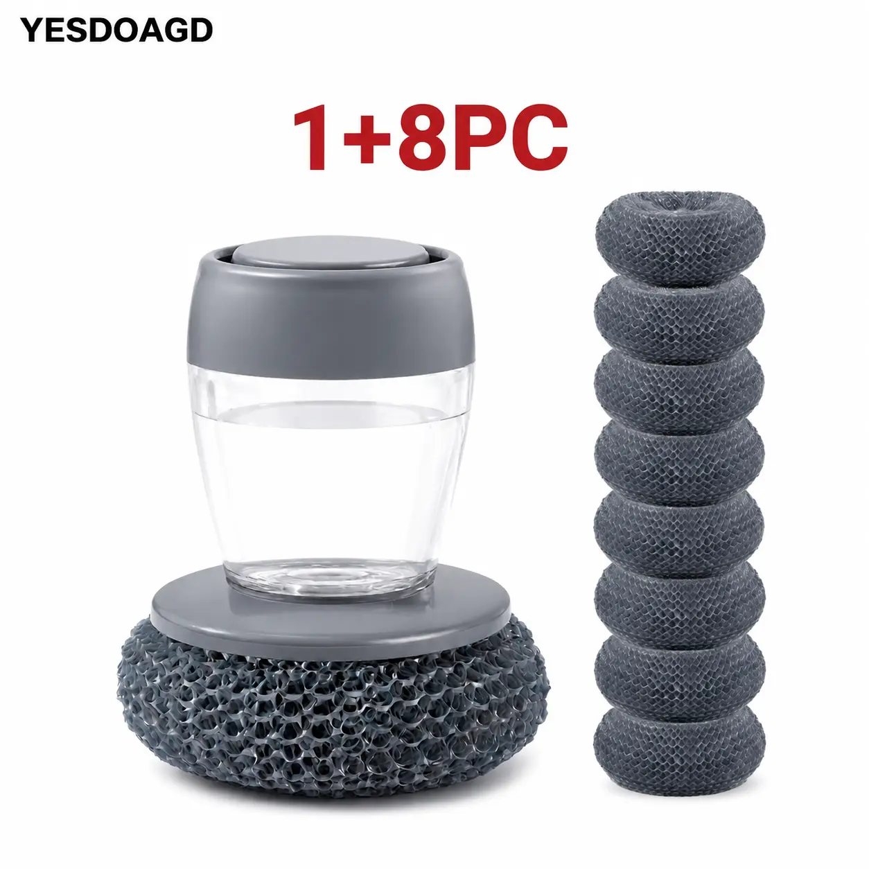YESDOAGD【 Soap Dispensing Dish Brush】Automatic Liquid Filling Comfort Handle Soap Dispense Palm Brush for Kitchen Sink Pot Bowl Cleaning Ergonomic Non-slip Grip Durable Bristles Multi-Purpose Tool - Sponges-A