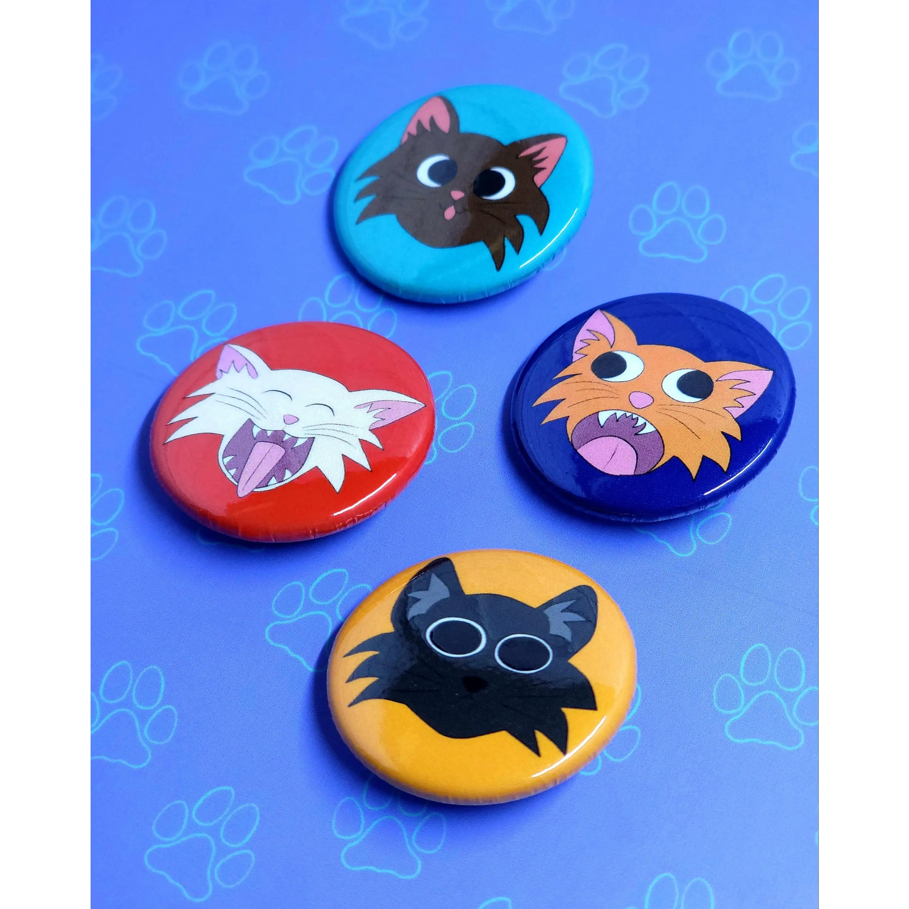 Cat-Cute-Matte Funny Expressions Mini Buttons |Cat Cute Pinback Buttons| 4 Pack 1.25"x1.25"