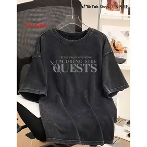 Comfortable 100% Cotton T-Shirt – Unisex, Side Quests Quote on Washed Fabric