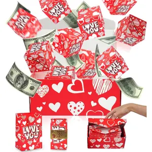 Surprise Gift Box Explosion for Money,Valentines Pop-Up Explosion Gifts Box,Folding Bounce Box for Valentine's Day,Birthday,Anniversary(Red-20 Bounces)