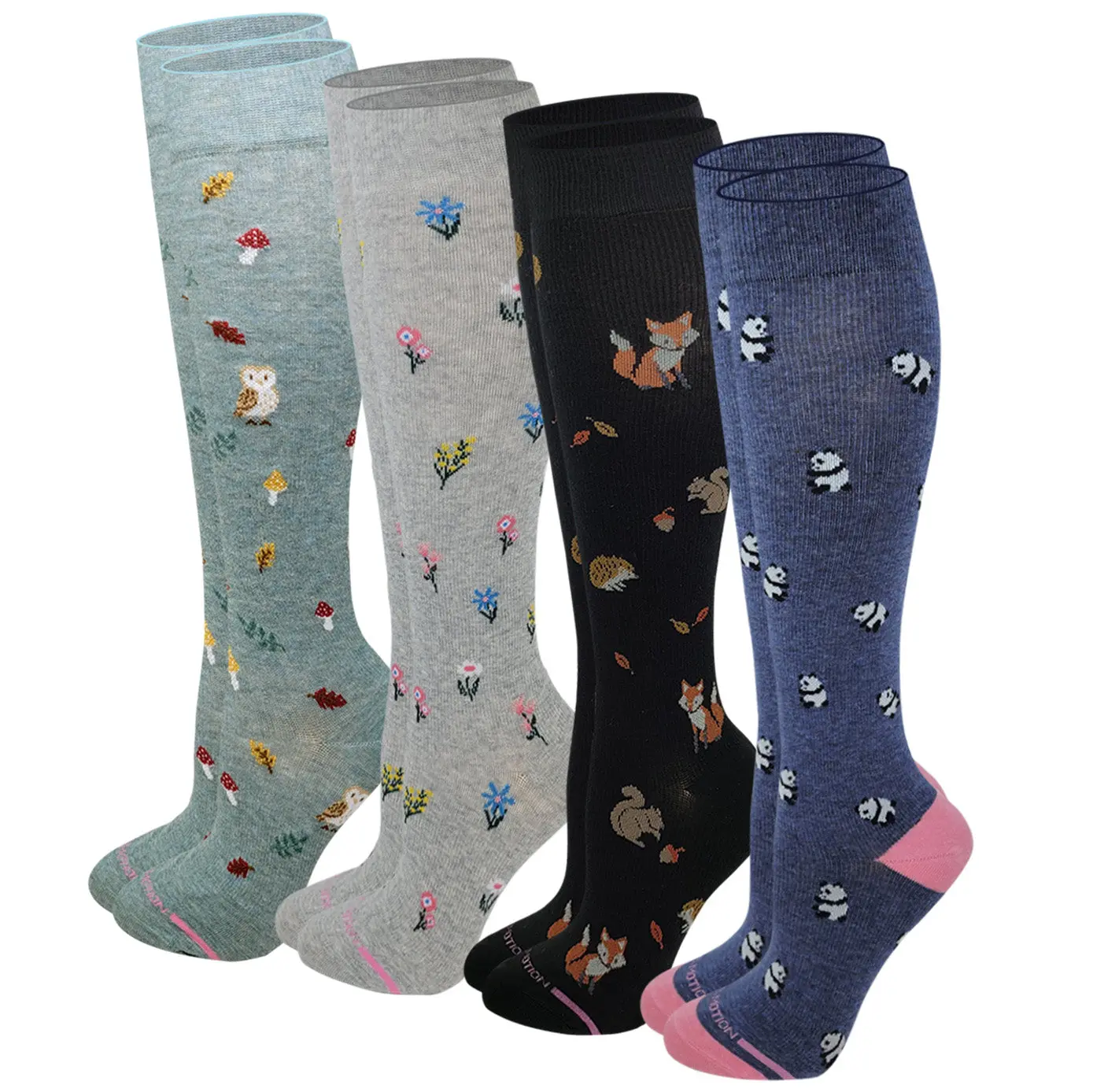 Knee High Compression Socks | Dr. Motion Assorted Colors | Women (4 Pairs)