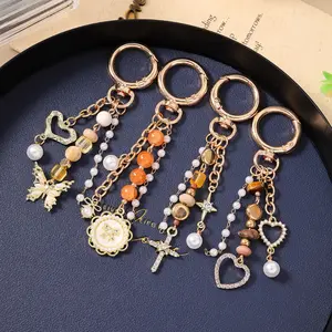 2026 New Best-Selling Beaded Keychain & Bag Charm - Featuring Round Disc, Cross, Butterfly, and Heart Pendants