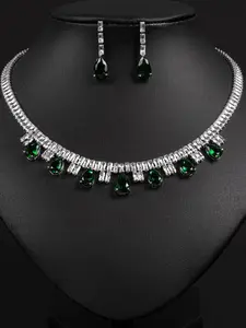 Vintage Style Jewelry Set, Elegant Zircon Decor Necklace & Dangle Earrings, Fashion Jewelry Accessories for Women, Trendy All-match & Exquisite Jewelry for Gift, Matching Jewelry Set