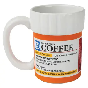 Prescription Coffee Mug - Large Funny Prescription Coffee Cup - Unique Pharmacy Gifts - Hilarious Novelty and Gag Gifts for Doctor - Dishwasher-Safe Ceramic Pill Bottle Coffee Cup - 12oz