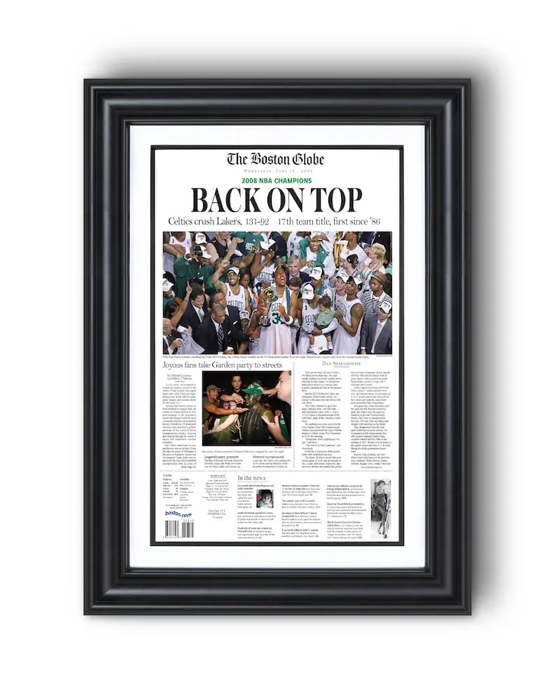 [Unframed] 2008 Boston Celtics “Back On TOP” Champions  Front Page Poster