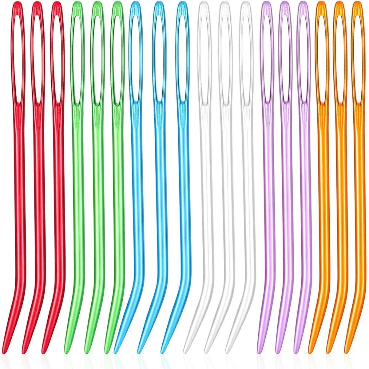 18pcs Yarn Needle, Large Big Eye Weaving Needles Colorful Tapestry Needles Bent Kit, Bent Needles for Crochet, Bent Tapestry Needles for Crochet Projects
