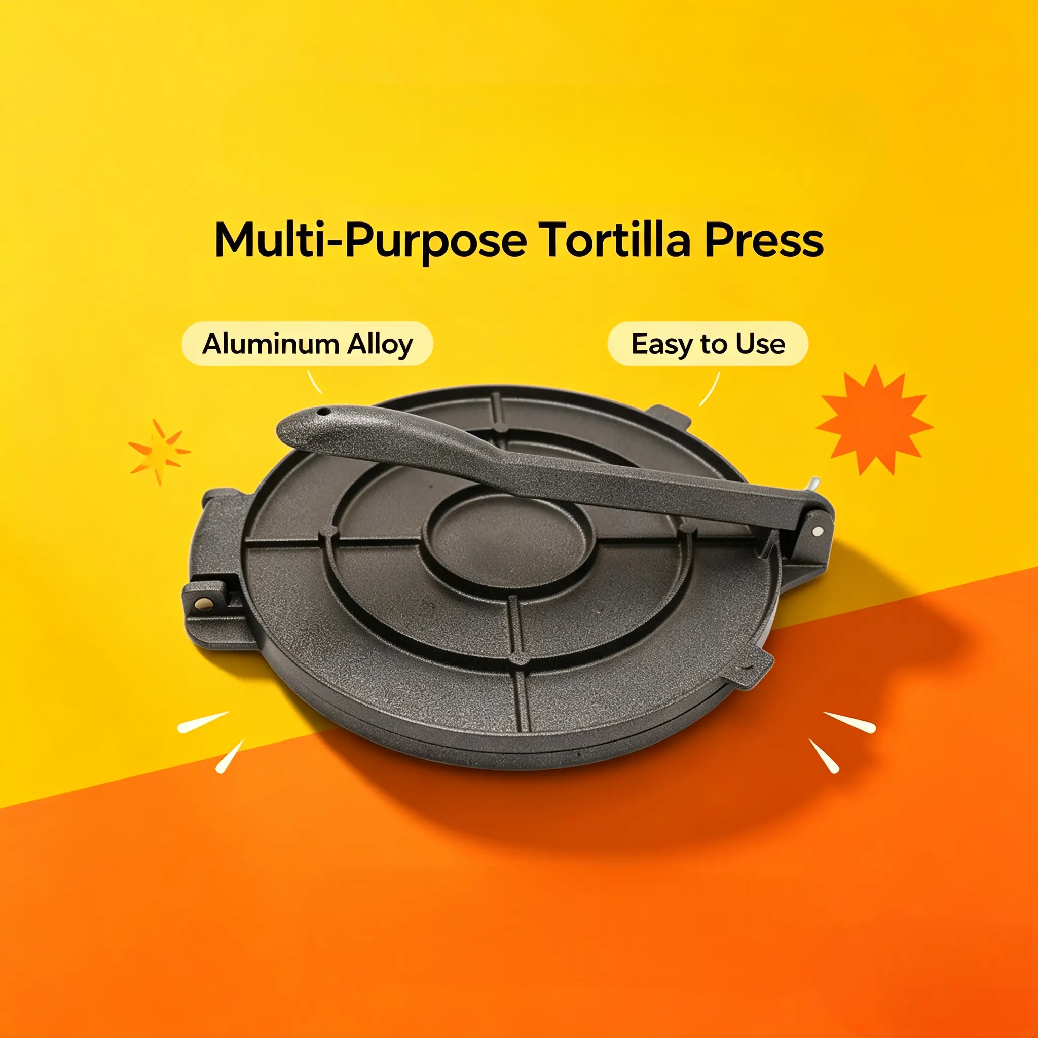 Tortilla Press 10 Inch Cast Aluminum Alloy Tortilla Maker Heavy Duty Tortilla Press Maker for Corn Tortillas Street Tacos Roti Chapati Dumpling Wrappers Empanadas Black