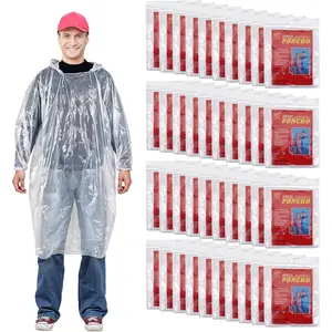 s disposable rain ponchos for adult rain ponchos bulk clear ponchos with hood emergency rain ponchos for women and men elastic sleeves raincoat for camping hiking outdoors