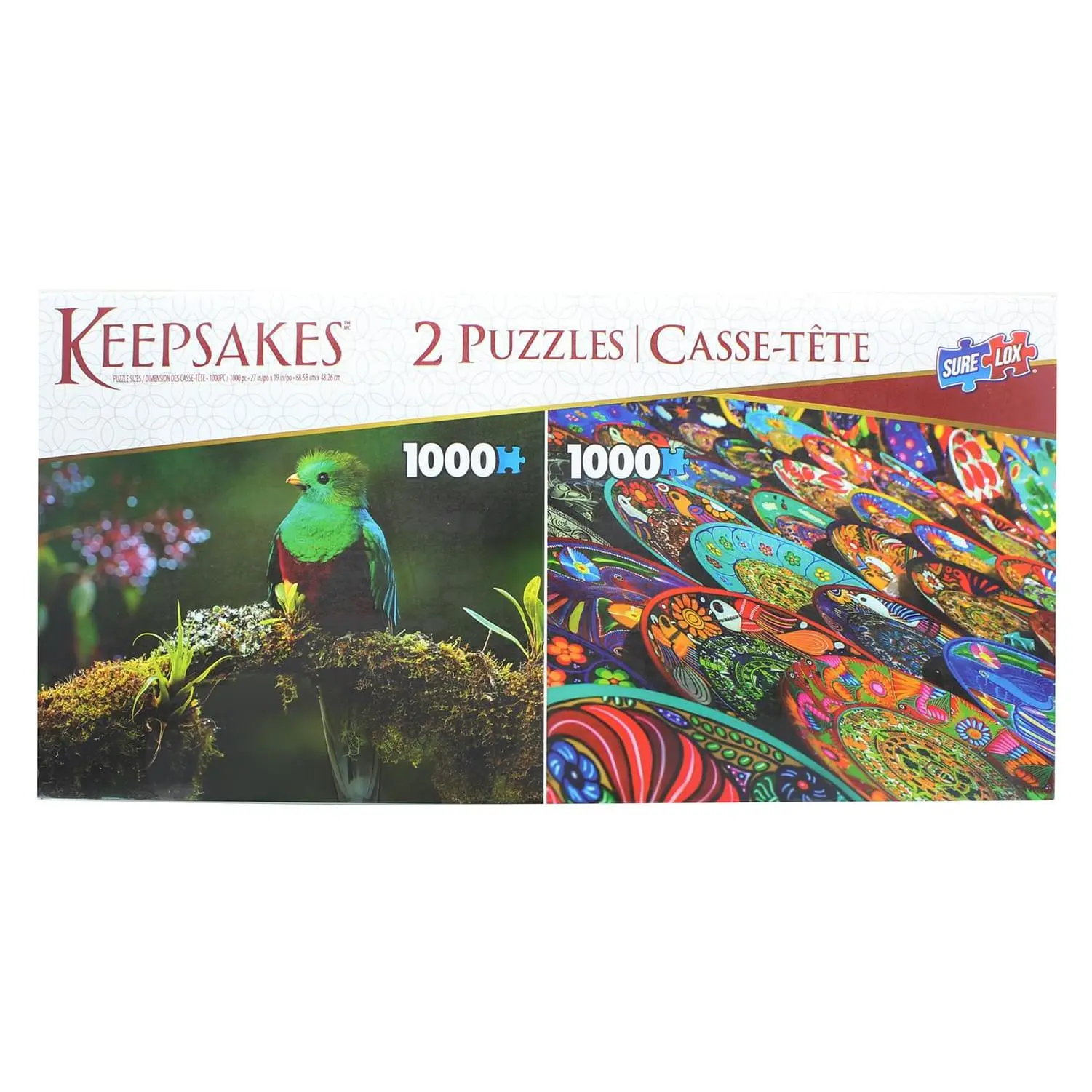 Sure-Lox 1000-Piece Puzzle Pieces Set (2-Pack, Colorful Birds Design) with Sure-Lox Technology, Art Puzzles Gift for Ages 12+, Great Gift for Toys & Hobbies Enthusiasts