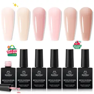 Beetles Base Color Gel Nail Polish, 6 Colors Nude Gel Polish Pink Nail Polish Peach Pink Nail Polish Neutral Sheer French Tip Base Colors Soak Off Nail Art Manicure DIY at Home Gift for Women