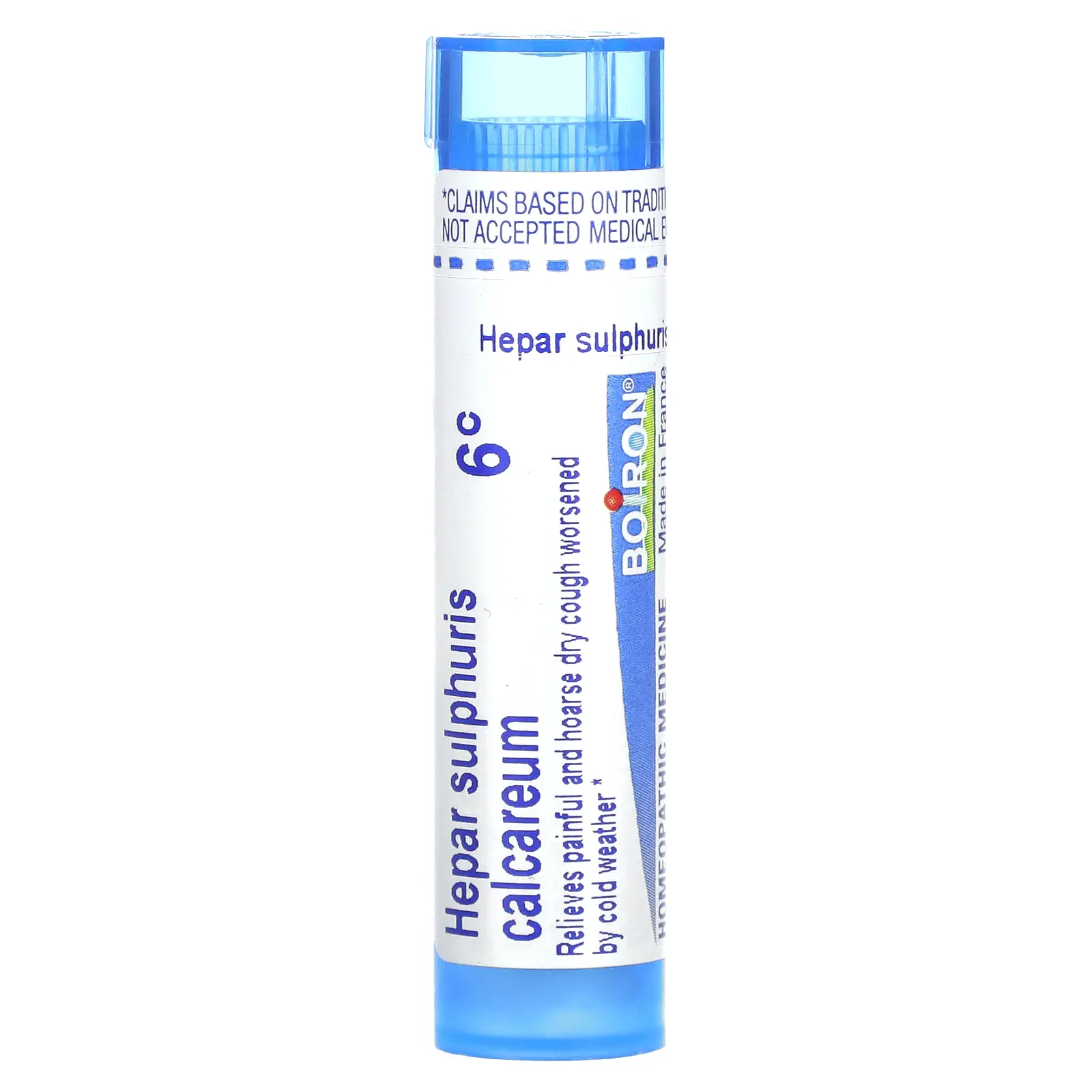 Boiron Hepar Sulphuris Calcareum, 6C, Dry Cough Relief, Approx 80 Pellets | HSA/FSA Eligible