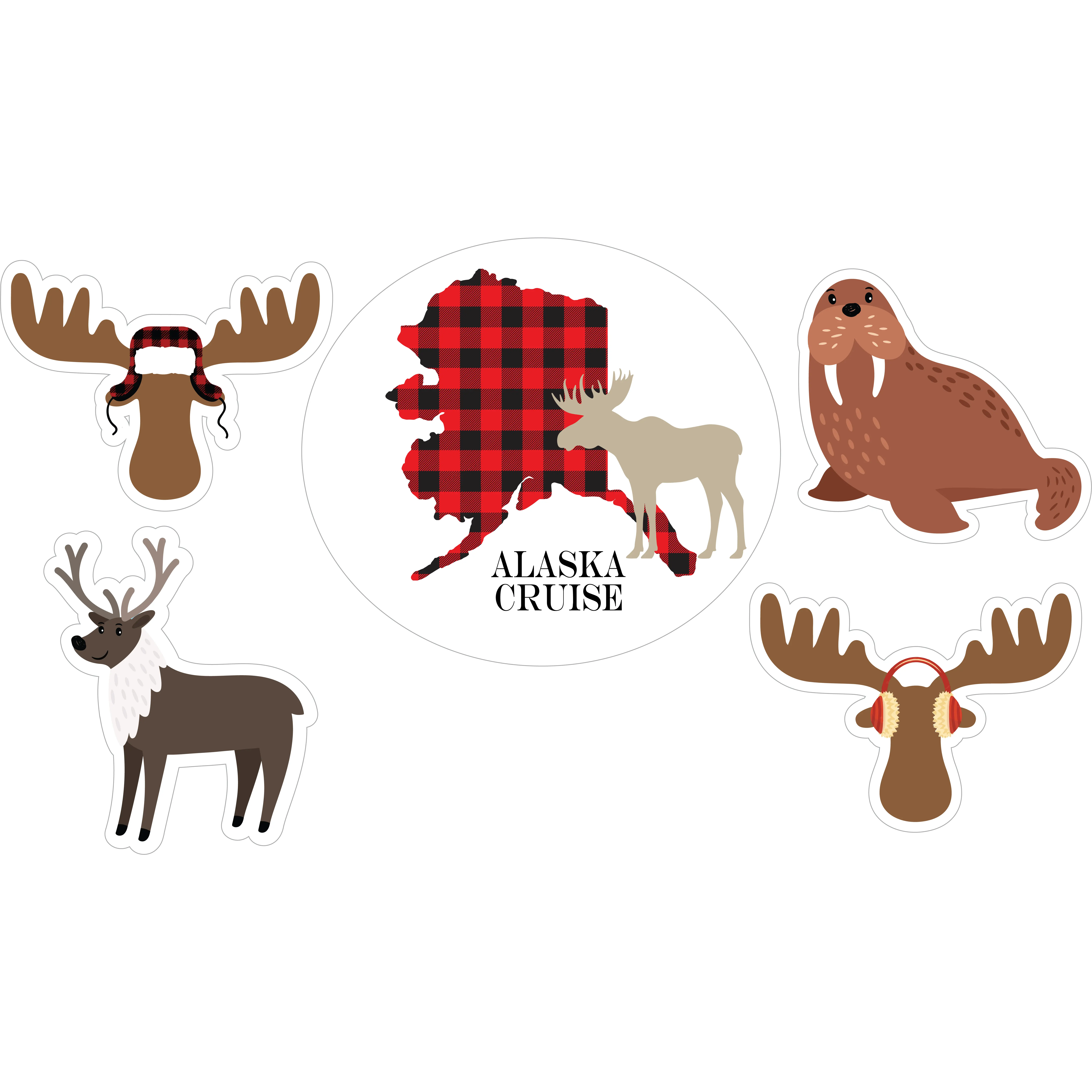 5 Piece Alaska Bundle Cruise Door Magnets | 15MIL Printed Vinyl Magnets – Reusable Cabin Door, Computer & Fridge Decor – Cute Vacation Keepsake Gift Set - Applicable for Metal Surfaces