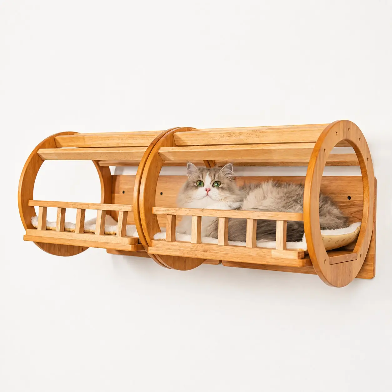 Large Cat Wall Tunnel CM02 - 13 in Height, 32.3 in Length, with Guard Rails, Ideal for Walking in Apartments, Cat Furniture Accessory