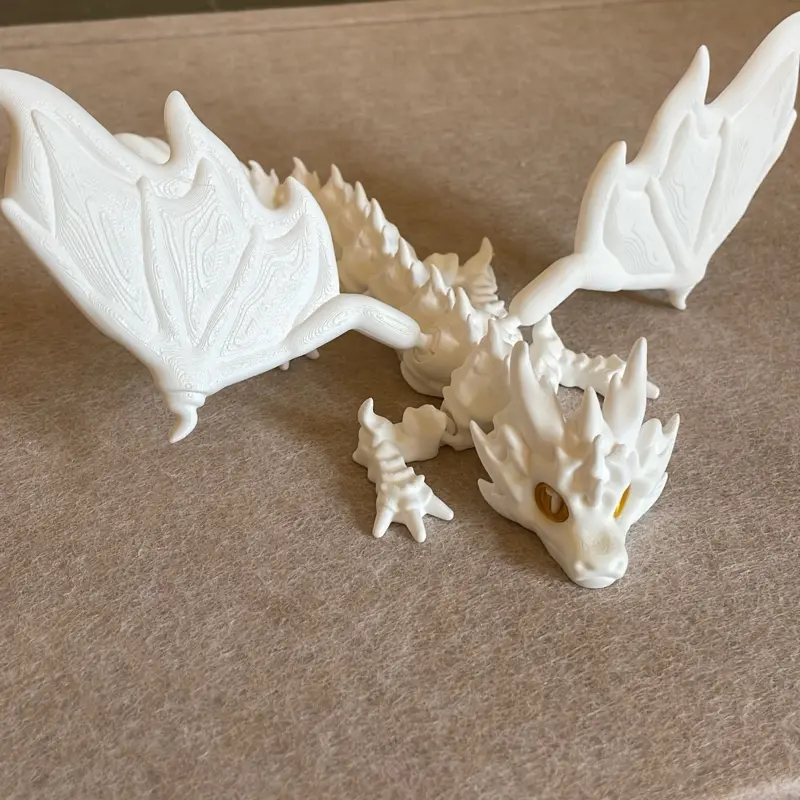 Valentius - Attilan, 3D Printed Dragon, White with golden eyes