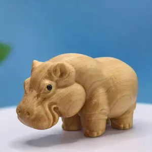 Wooden Hippo Shaped Ornament, 1/8 Counts Cute Miniature Animal Statue, Creative Animal Home Decor & Unique Gift Ideas