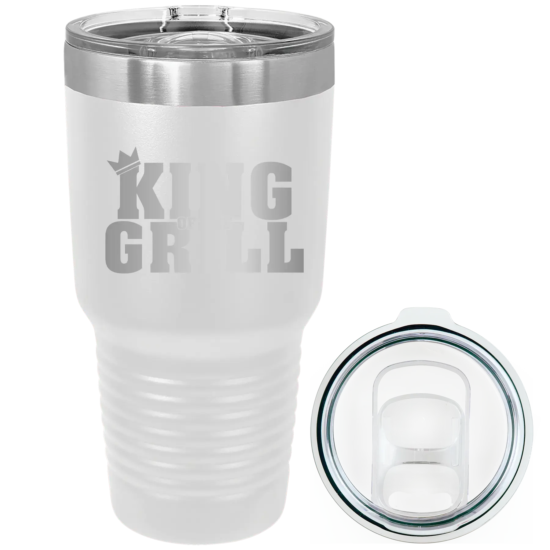 Personalized King of the Grill 30 oz Tumbler - White