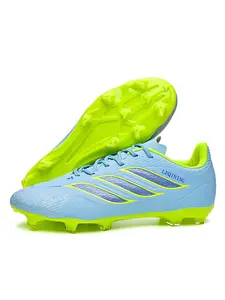 Men's Lace-Up Football Shoes, Lightweight Professional Sports Soccer Shoes, PU Leather, Chain Print, All Seasons, Training Footwear