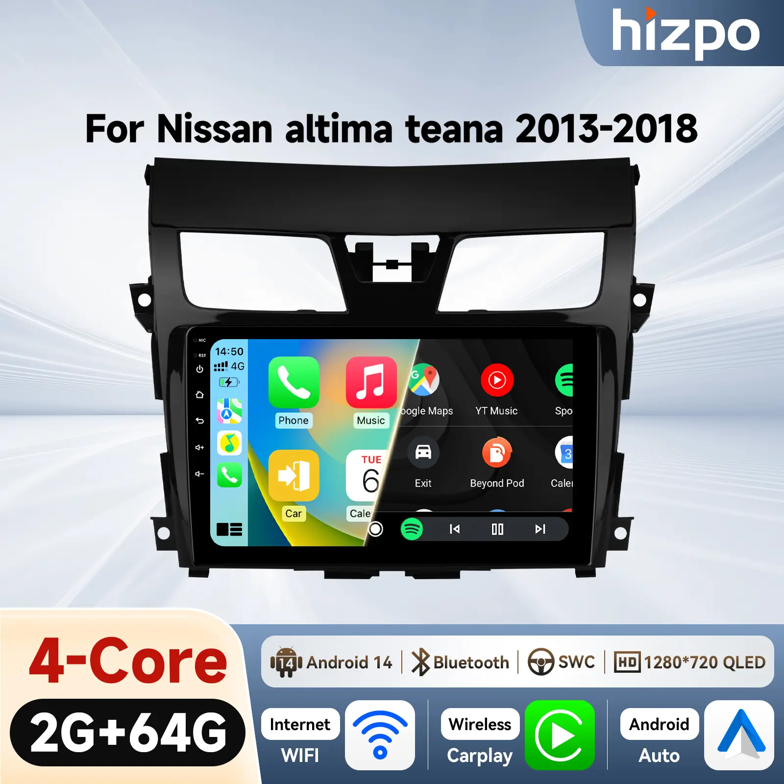 GPS Touch Screen Car Stereo Wireless Android auto with WiFi For Nissan Teana3 Altima 2013 - 2018 Replacement Car Screen Bluetooth Audio