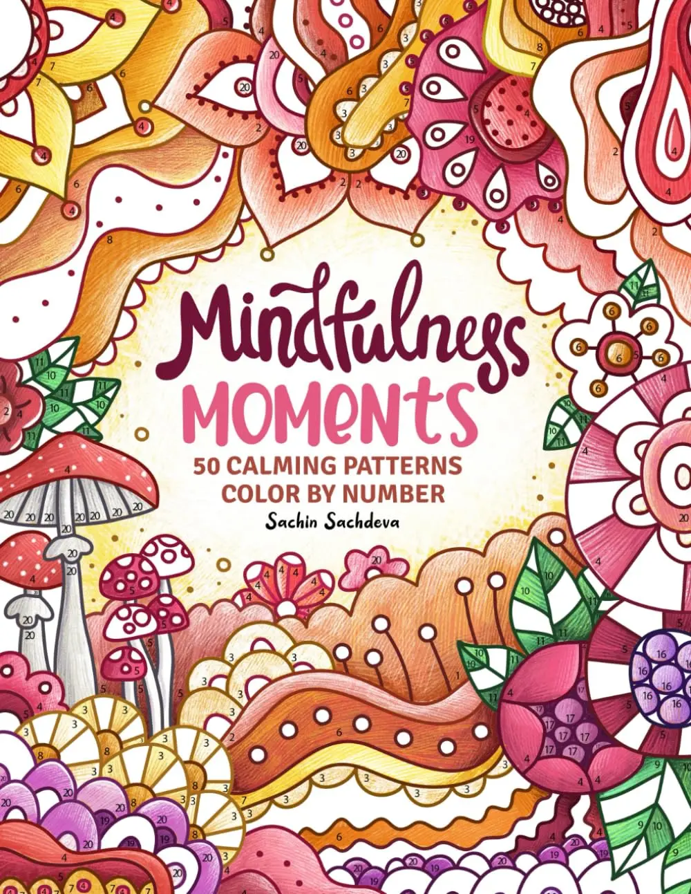 Adult Zentangle Art Color-by-Number Coloring Book - 50 Mindfulness Illustrations, Creativity Boost, Stress Relief Activity Book, Coloring Books