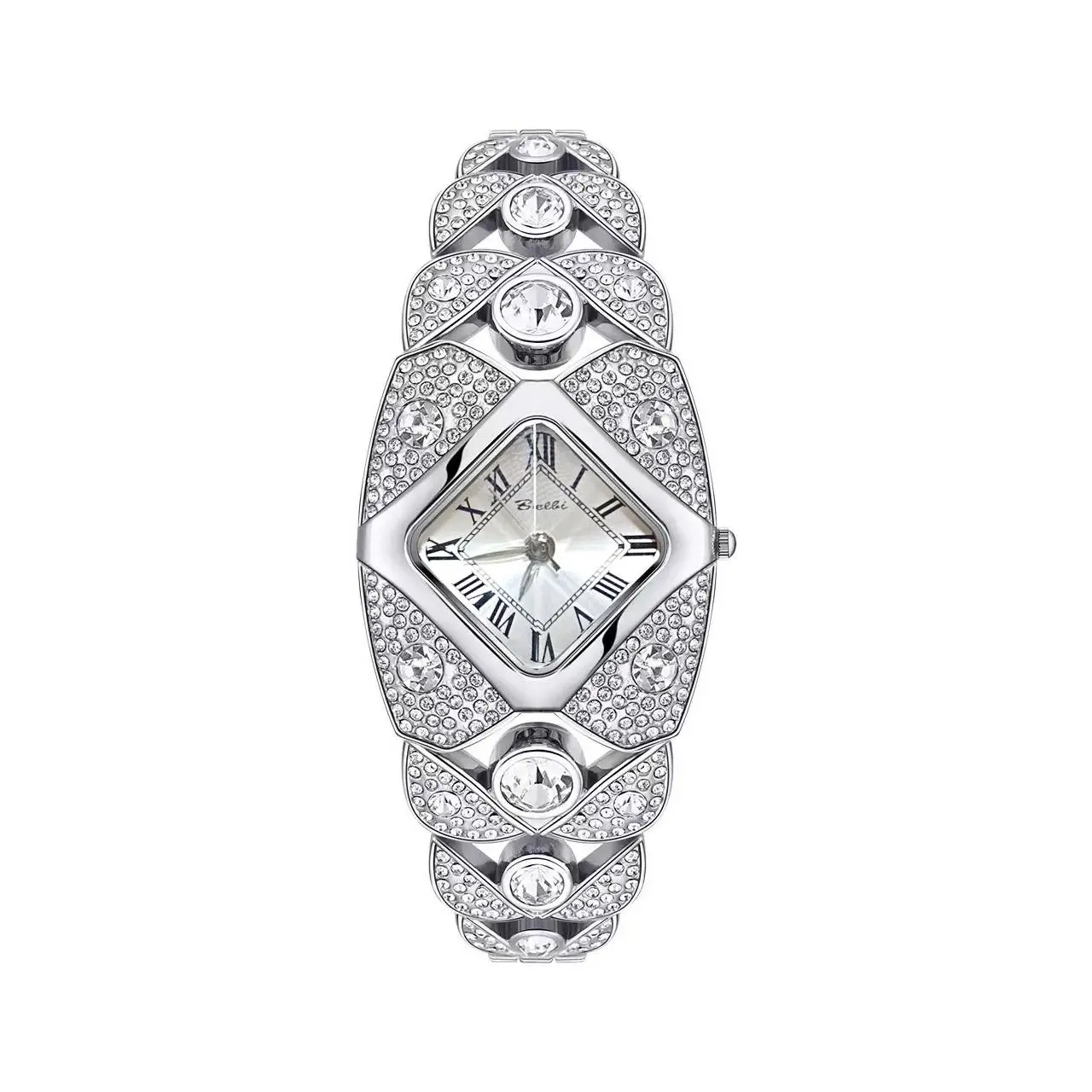 Women's Elegant Rhinestones Decor Wristwatch - Full Crystal Diamond Dial, Compact Stainless Steel Analogue Quartz Movement, 30M Water-Resistant Fashion Accessory, Analogue Quartz Watch, Watches For Women, Bangle Watch