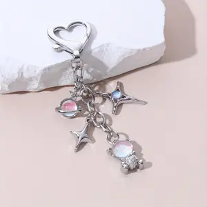1 Y2K Planet Rabbit Pentagram Moon Alloy Keychain Bag Key Pendant, Gift for Eld, Gift for