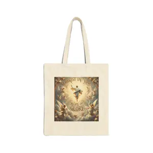 Cotton Canvas Tote Bag - 15" x 16" Lightweight Durable Fabric with 20" Handles, Versatile Design for Everyday Use