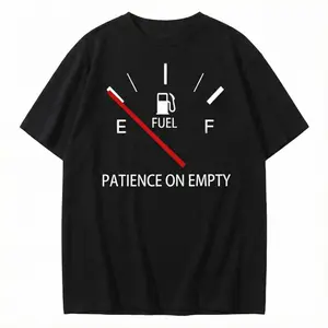 Women's Sports Vest Patience on Empty Fuel Gauge Graphic Sarcastic Humor Quote Casual Short Sleeve Cotton Tee Oversized Vintage Style Crewneck Print Tank Top Black