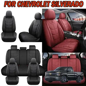 Season Business Chevrolet Silverado Car Seat Covers in Black & Red Premium PU Leather Look for Household Use