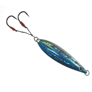 Fat Falling Knife Jigs, Size 160g, 4 Pcs Blue Glow for Vertical Jigging, Glow Metal Lures, Ideal for Tuna, Grouper, and Deep Sea Fishing
