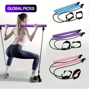 Multifunctional Pilates Stick, 1 Set Back Training Elastic Rope, LINGPENG Yoga Resistance Band, Fitness Equipment for Home Gym Workout, Pilates Reformer #GLOBAL PICKS,At Home Gym Equipment