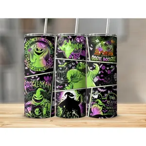 20oz Oogie Boogie BoogieMan Ready to Boogie Tumbler Bottle Drinkware Lid Stainless