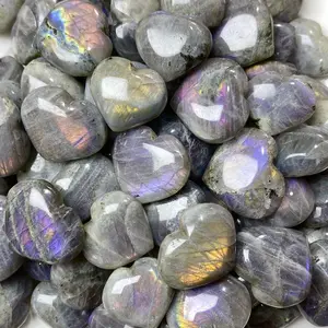Labradorite Purple Heart Gemstone - Natural Color, Heart-Shaped, Round Shape, with Unique Transparent and Purple Accents Smoky Quartz Cluster Moonstone Crystals Intuitively Chosen Crystals