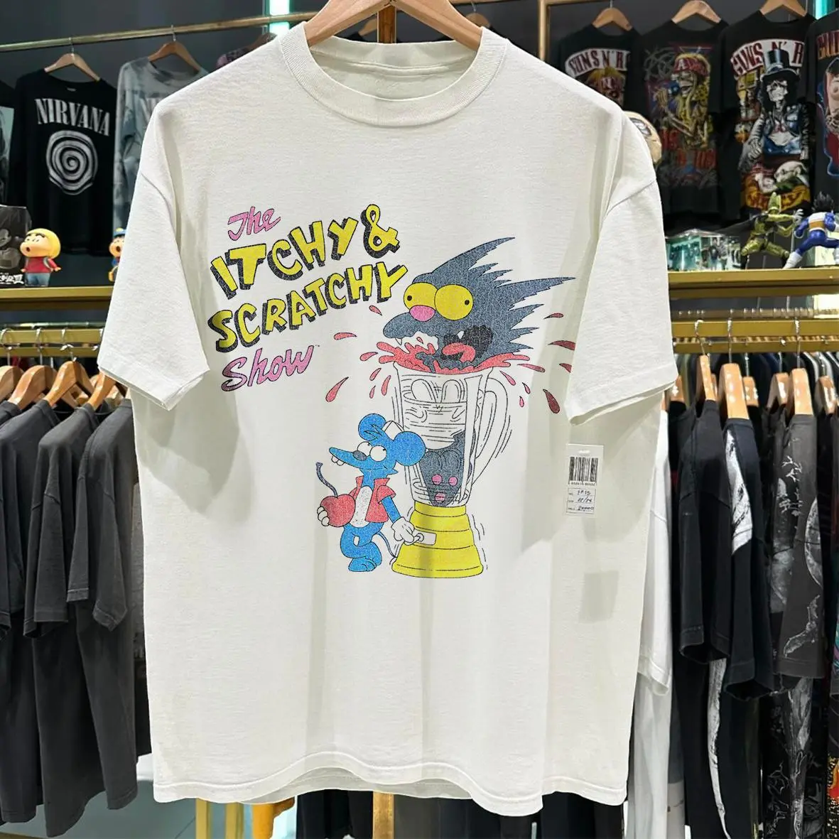 1994 Itchy & Scratchy "The Meat Grinder" Vintage White T-Shirt Gift For Fan, Women And Men