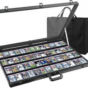 MAXUMAA Aluminum Card Display Case 34''x22'' - Portable Trade Show Card Case with Lock for Collectible Sports Cards, Graded Slabs, and Memorabilia - Secure Professional Exhibition Box (52 Card Slots) - Black