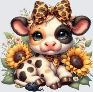 Cow leopard bow blue eyes