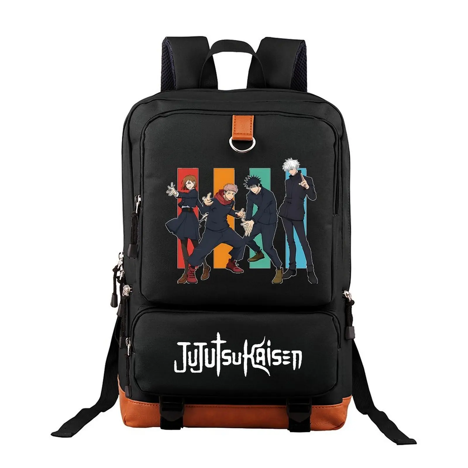 Jujutsu Kaisen Anime Manga Themed Fashion Durable PU Material Commuter Backpack - 17.3in*11.4in, High Capacity, Laptop Safe Compartment, Unisex Fit, Ideal Birthday Gift for Friends