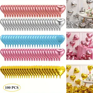 Vibrant Heart Party Balloons – 100 Pack 5 Inch Heart Foil Balloons Decorative Mini Balloons for Celebrations Birthday Graduation Wedding Bachelorette Valentine Party Favors