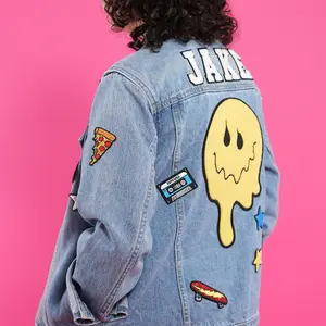 Melty Smiley Custom Kids' Denim Jacket with Chenille and Embroidered Patches