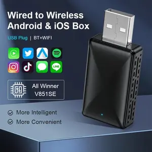 Wireless Apple CarPlay & Android Auto Adapter for IOS and Android 13+ - Mini Body Smart AI Box for Car Usb