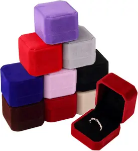 Lamoutor 9Pcs Velvet Ring Box Earring Box Jewelry Gift Box Assorted Color