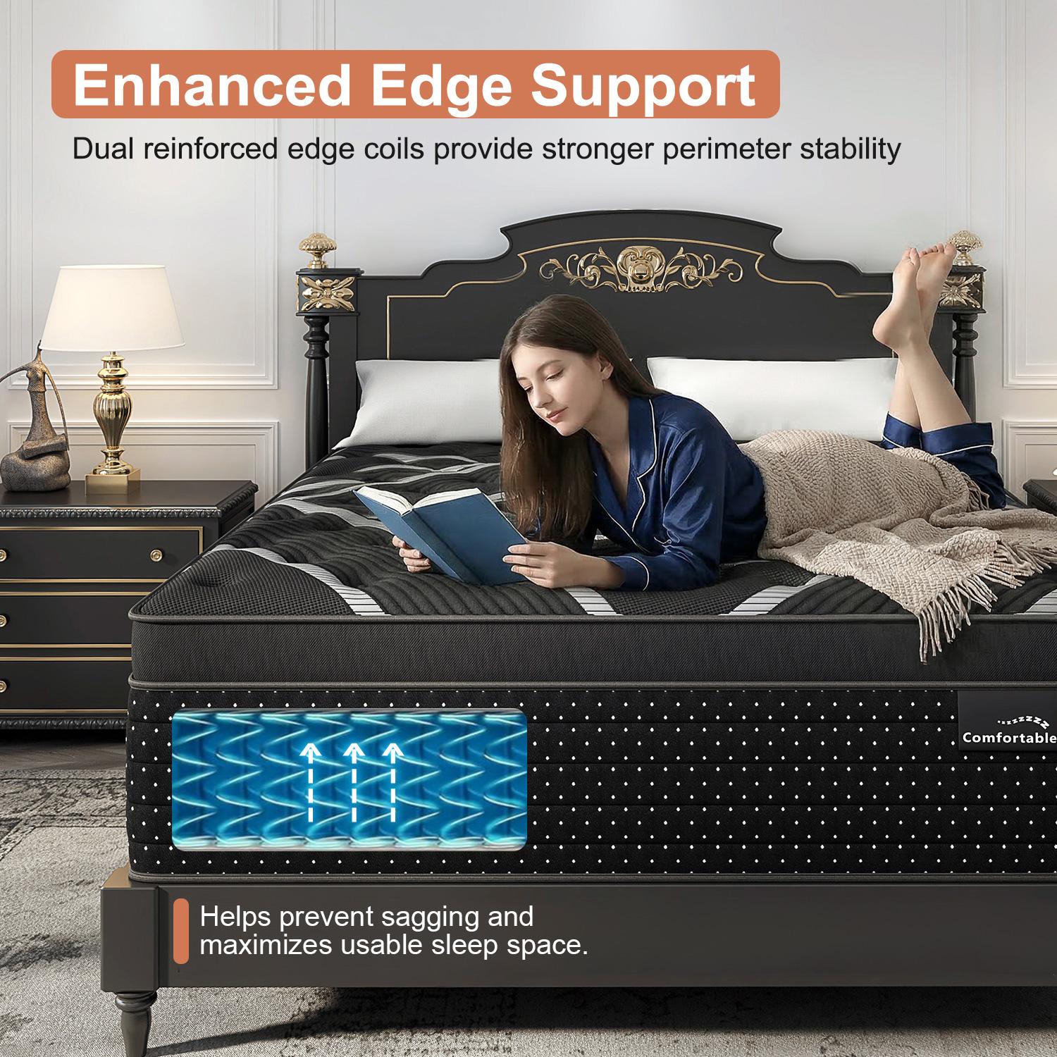 12/14 Inch Twin Full  Queen  King Mattress Memory Foam And Spring Hybrid Mattress Medium Firmness, Lumbar Support, For Home Rooms Hotels, Boxed Halloween ChristmasGift Furniture Ergonomic mattress Interior Modern