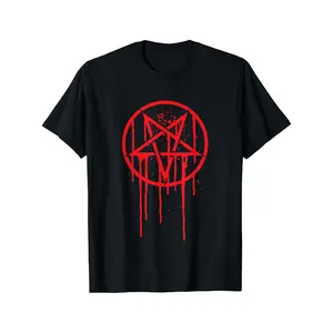 Men's Cotton Satanic Pentagram T-Shirt - Soft, Breathable, Comfortable Casual Sports Tees, Fun Design, DIY-Friendly, Plus Size (L-5XL), Easter & Father's Day Boyfriend Gifts