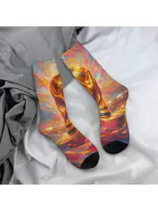 1 Pair Hip Hop Retro Football Soccer Ball UCM Crazy Men's compression Socks Unisex Harajuku Pattern Printed Funny Novelty Happy Crew Sock Gift Halloween Thanksgiving Christmas