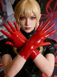 1 Pair 0.4mm Natural Latex Gloves for Kigurumi Cosplay, Unisex Elastic Five-Finger Mitts, Medium Length, Perfect for Halloween Parties
