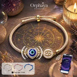 Orphaya 12 Zodiac Sign Birthday Mothers Day Gifts, Evil Eye NFC Bracelet with Daily Horoscope Tarot Reading for Men Women