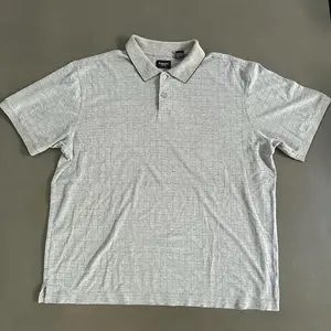 vintage grey collared checkered polo shirt. Short sleeve. Menswear Top Casual Shortsleeve Man