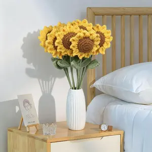 10pcs, Crochet Sunflowers flower bouquet, Valentine's Day gift, without Vase, Fall Room Decor, Gift for Girlfriend