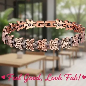 Magnetic Copper Bracelet, Elegant Jewelry, Butterfly Pattern, Adjustable healing jewelry Gift for Women, Daily Wear