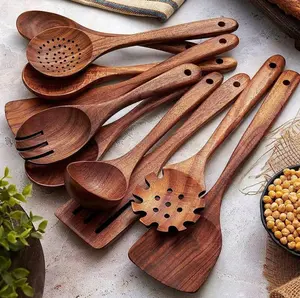 5pcs Wooden Spoons, Sturdy Wooden Kitchen Utensils With A Box, Lightweight And Heat Resistant, Kitchen Supplies Baking Accessories